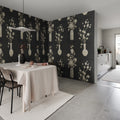 Japanese Vases Graphite Mural Wallpaper - room preview 02