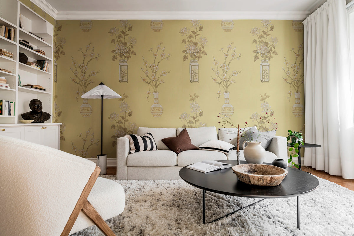 Japanese Vases Saffron Mural Wallpaper - room preview 02