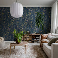 Storm Flowers, Ocean Blue Mural Wallpaper - room preview 02