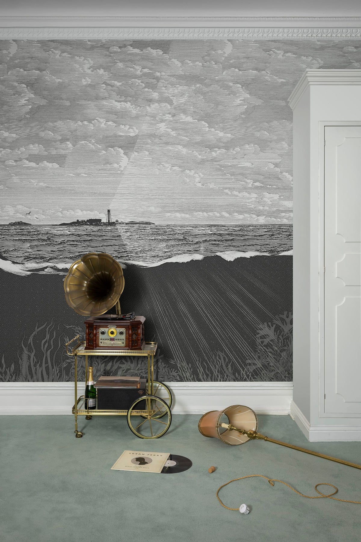 Guiding Light, Graphite Mural Wallpaper - room preview 02