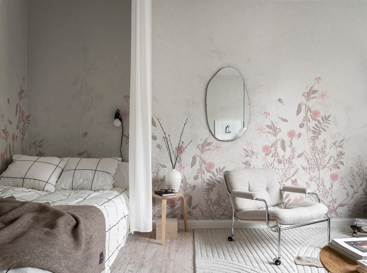 Stormy Meadow, Dusty Pink Mural Wallpaper - room preview 02