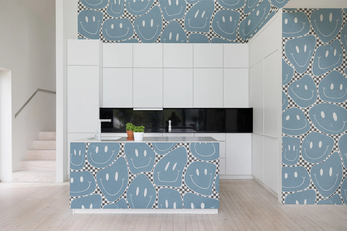 Happy Rebel, Blue Chess Mural Wallpaper - room preview 02