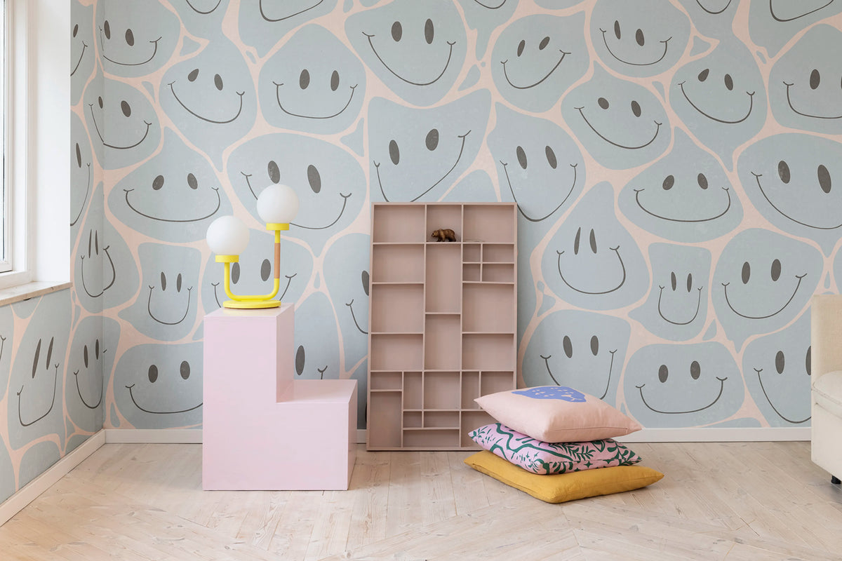 Happy Rebel, Lightblue Mural Wallpaper - room preview 02