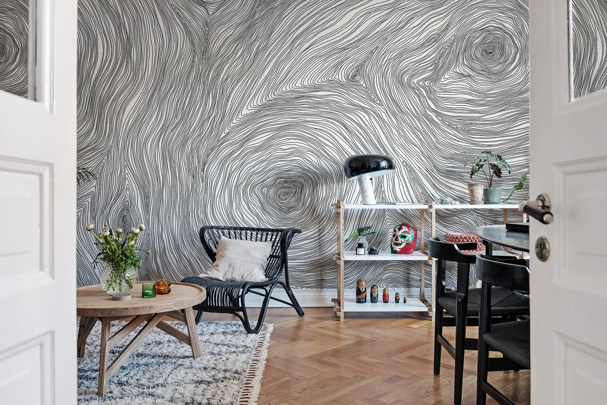 Serenity Graphite Mural Wallpaper - room preview 02