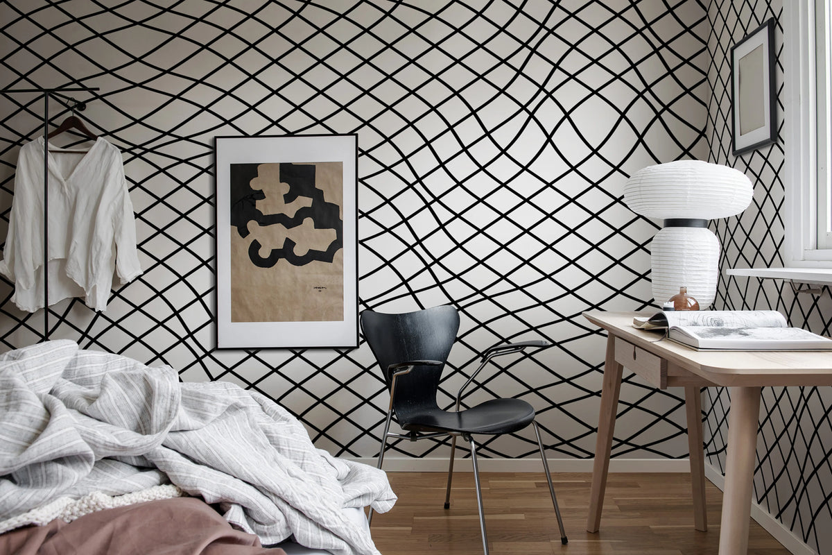 Net Graphite Mural Wallpaper - room preview 02