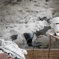 Chubby Clouds, Graphite Mural Wallpaper - room preview 02