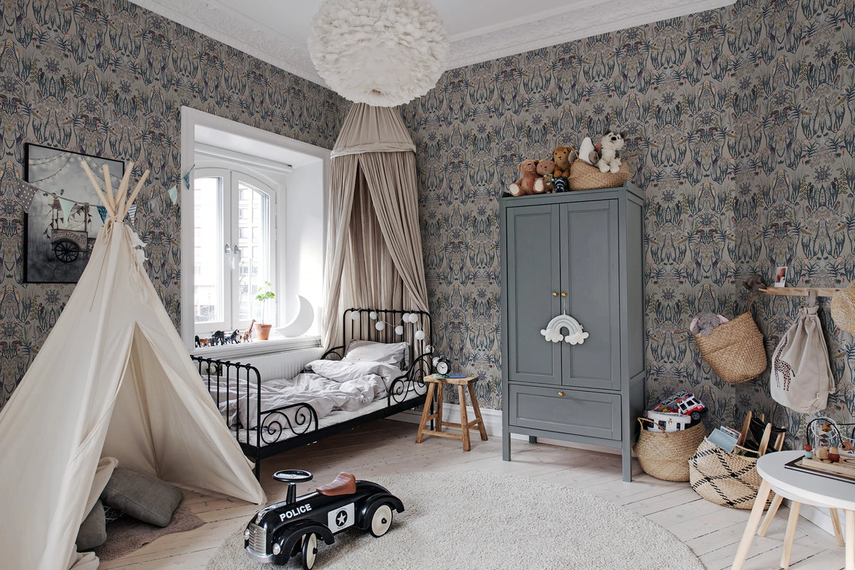 The Swedish Forest Mini, Blue Mural Wallpaper - room preview 02
