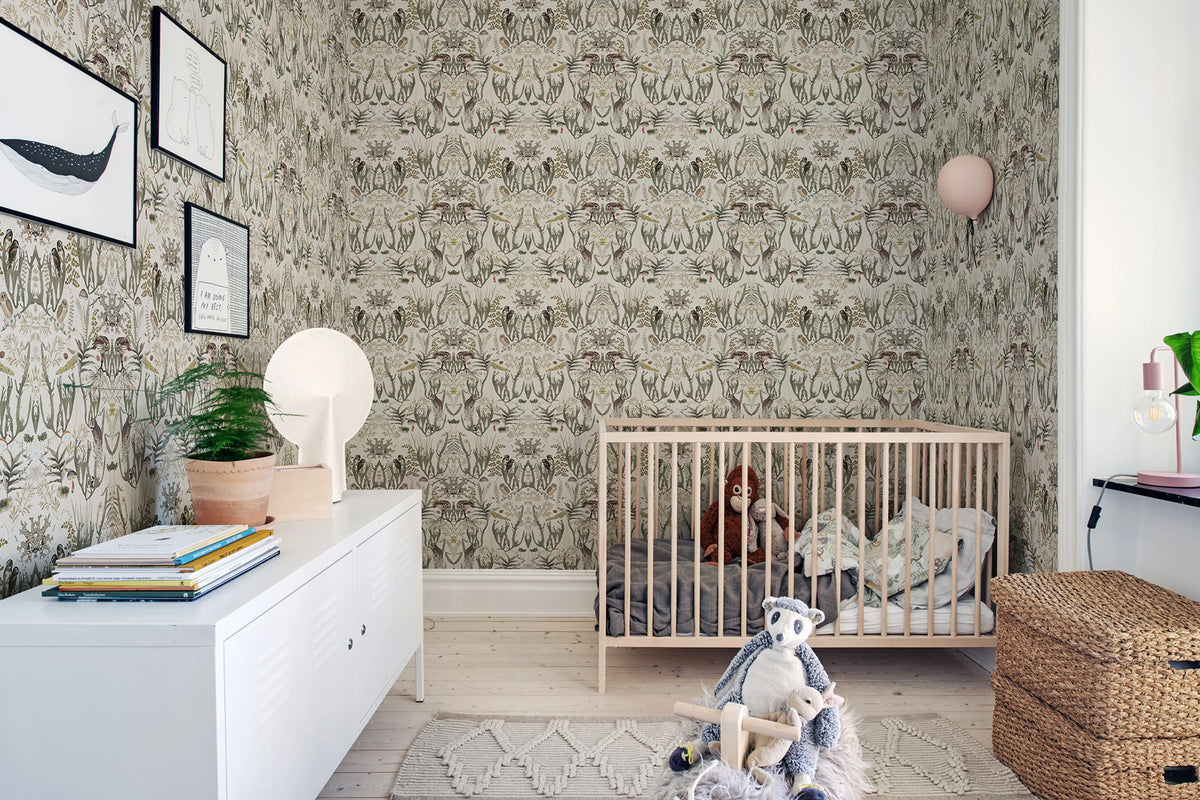 The Swedish Forest Mini, White Mural Wallpaper - room preview 02