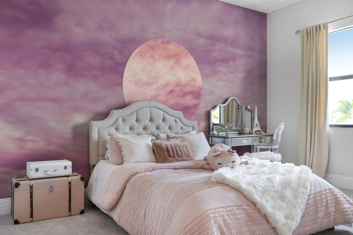 Pink Moon Mural Wallpaper - room preview 02