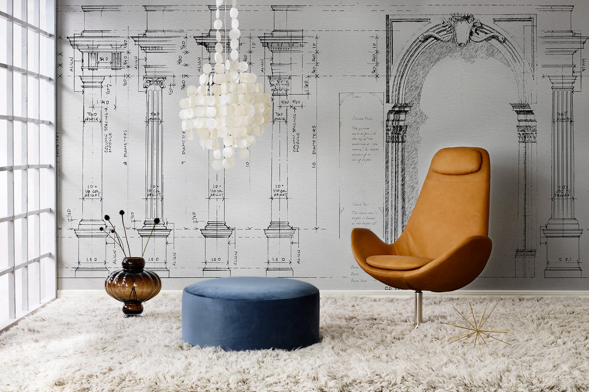 Studio Wallin, Sketch Mural Wallpaper - room preview 02