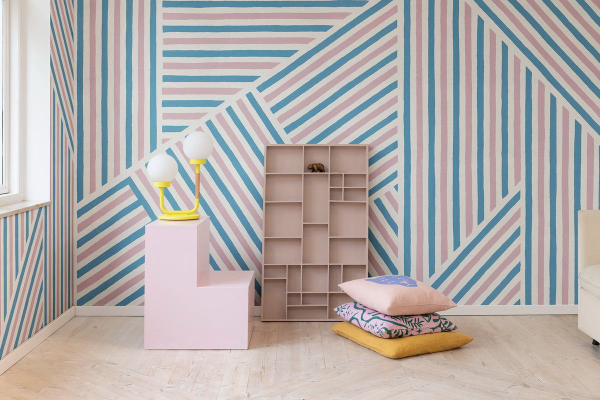 Different Directions, Pink & Blue Mural Wallpaper - room preview 02