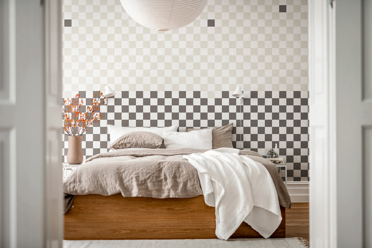 Pixels, Black & White Mural Wallpaper - room preview 02