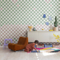 Pixels, Green & Pink Mural Wallpaper - room preview 02