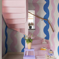 Wobbly Blue & Pink Mural Wallpaper - room preview 02