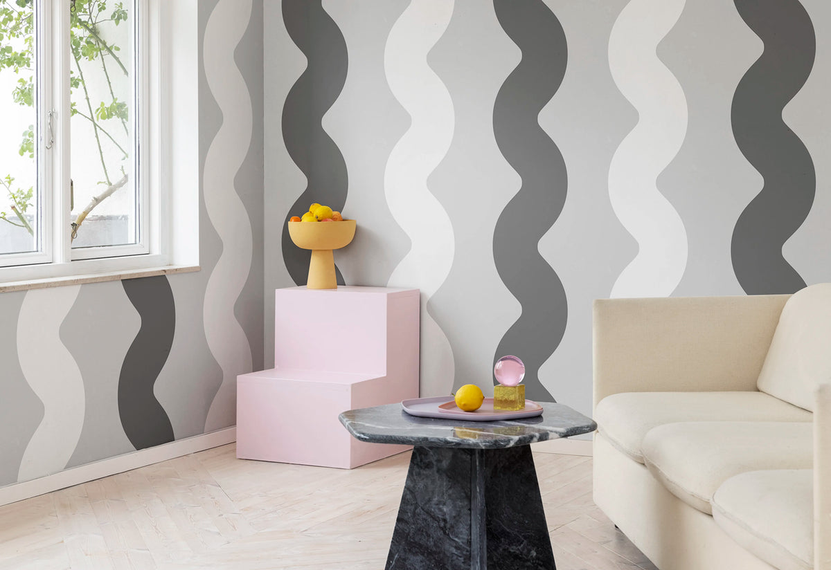 Wobbly Black & White Mural Wallpaper - room preview 02
