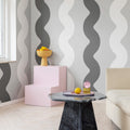 Wobbly Black & White Mural Wallpaper - room preview 02