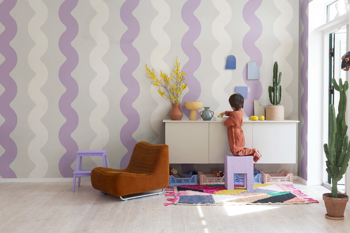 Wobbly Lilac Mural Wallpaper - room preview 02