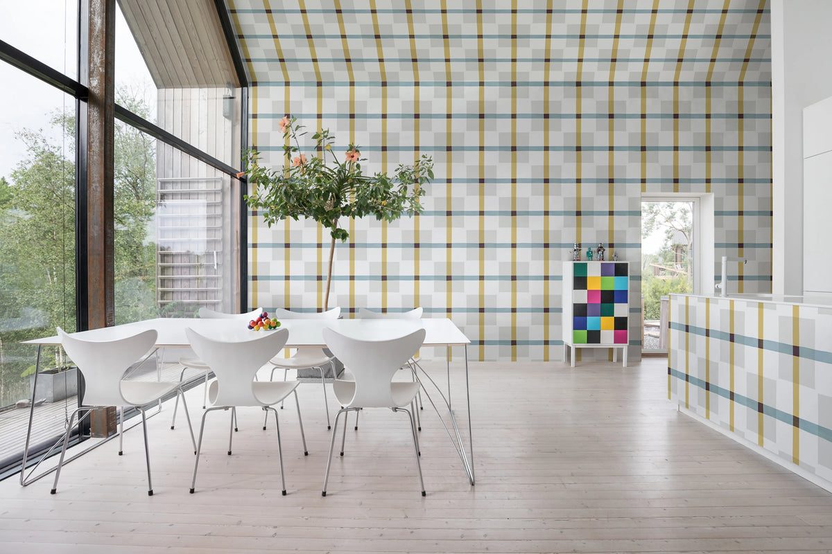 Outside The Box Yellow & Gray Mural Wallpaper - room preview 02