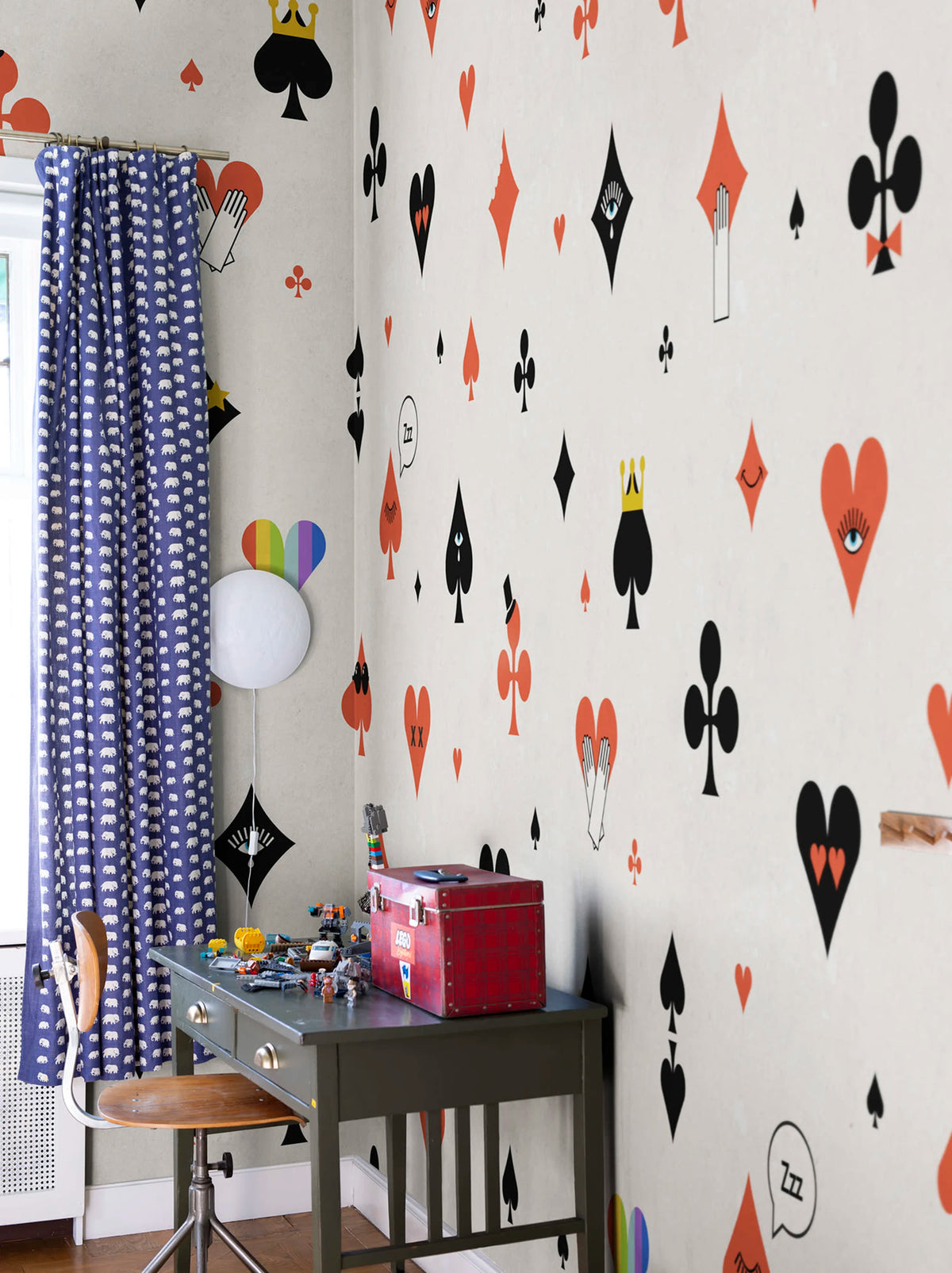 Poker Face, Red Mural Wallpaper - room preview 02