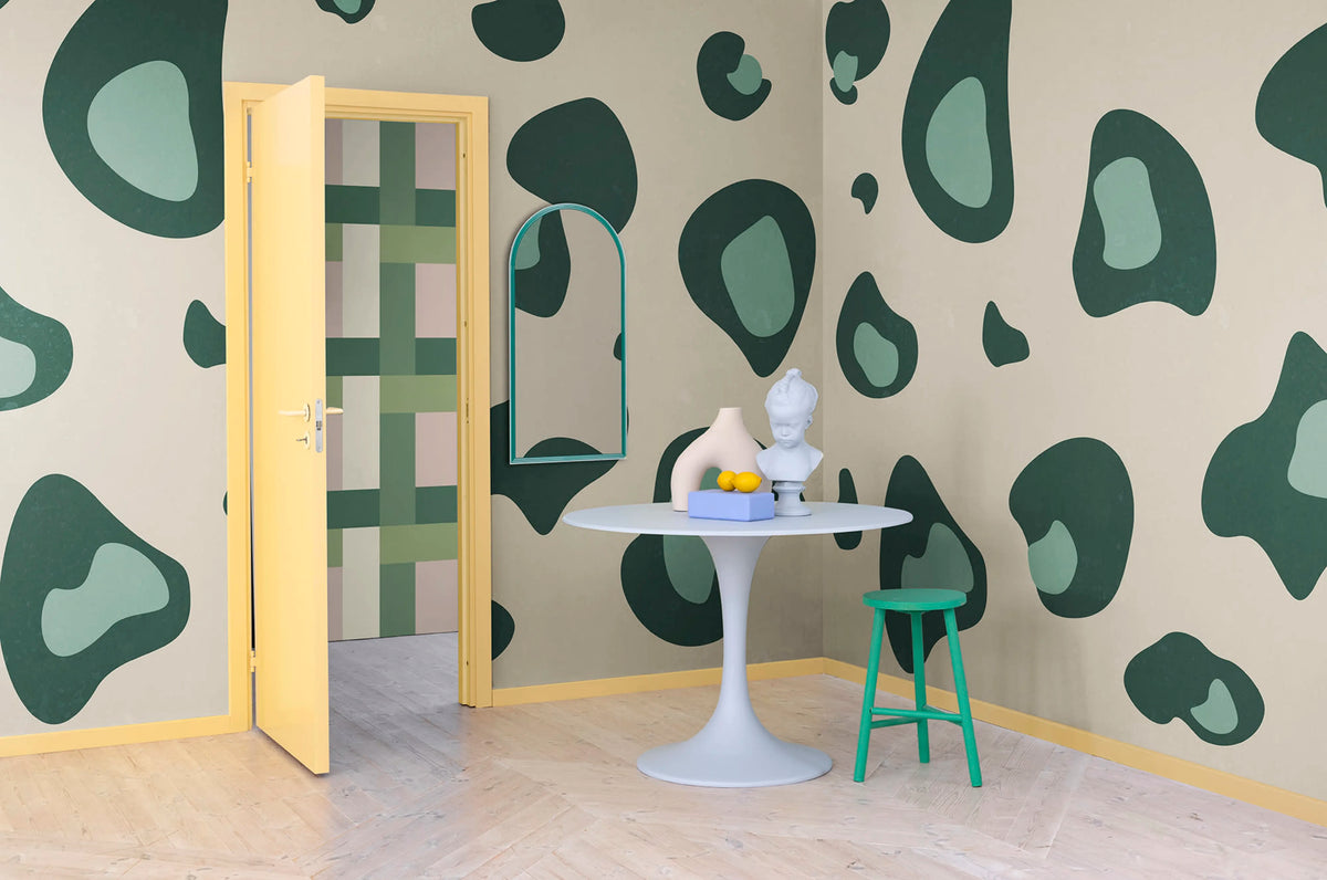 Giant Leopard, Green Mural Wallpaper - room preview 02