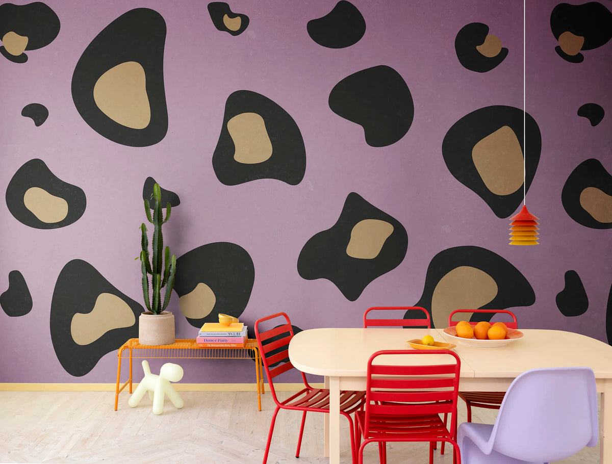 Giant Leopard, Lilac Mural Wallpaper - room preview 02