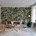 Mischievous Jungle, White Mural Wallpaper - room preview 02