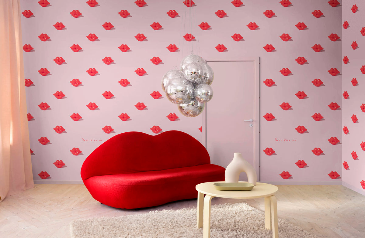 Kissing Booth, Pink Mural Wallpaper - room preview 02