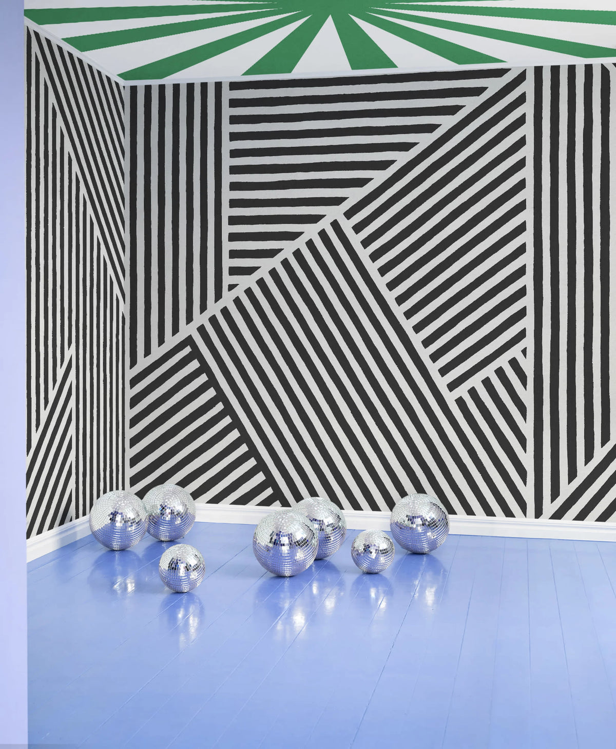 Rays, Green Mural Wallpaper - room preview 02