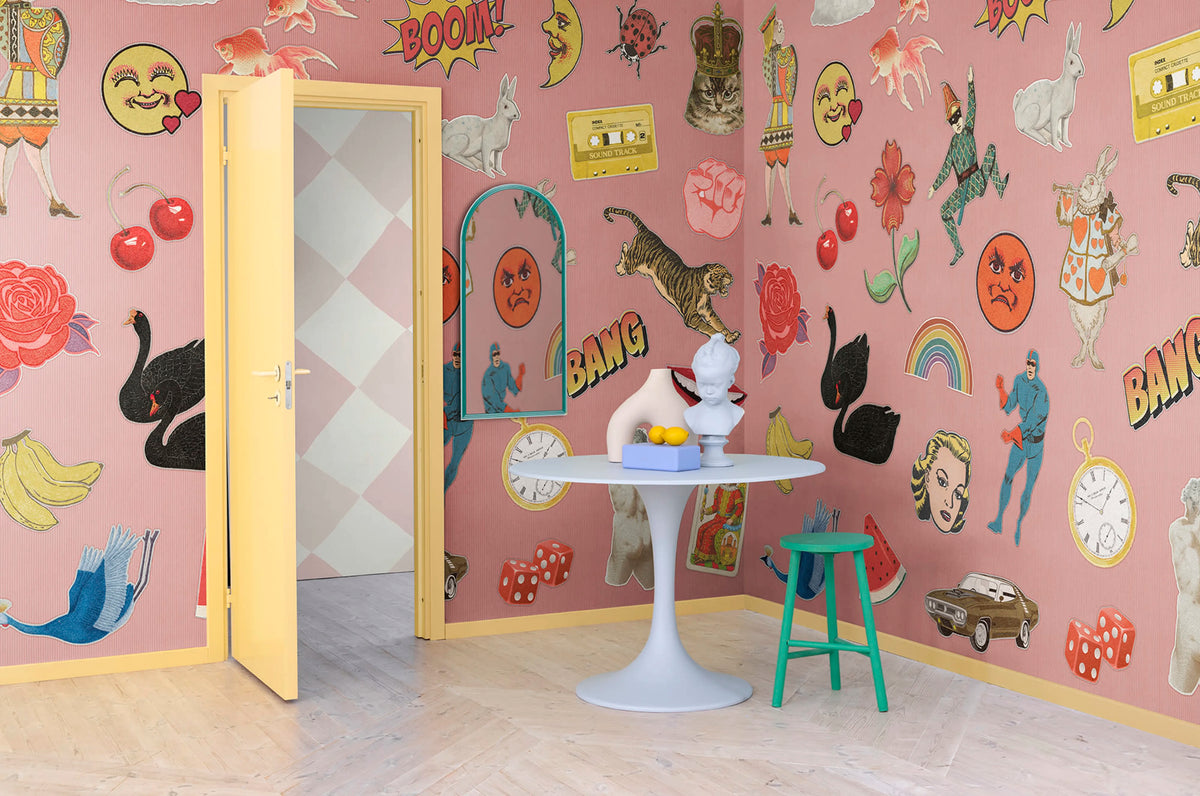 Patches, Pink Mural Wallpaper - room preview 02