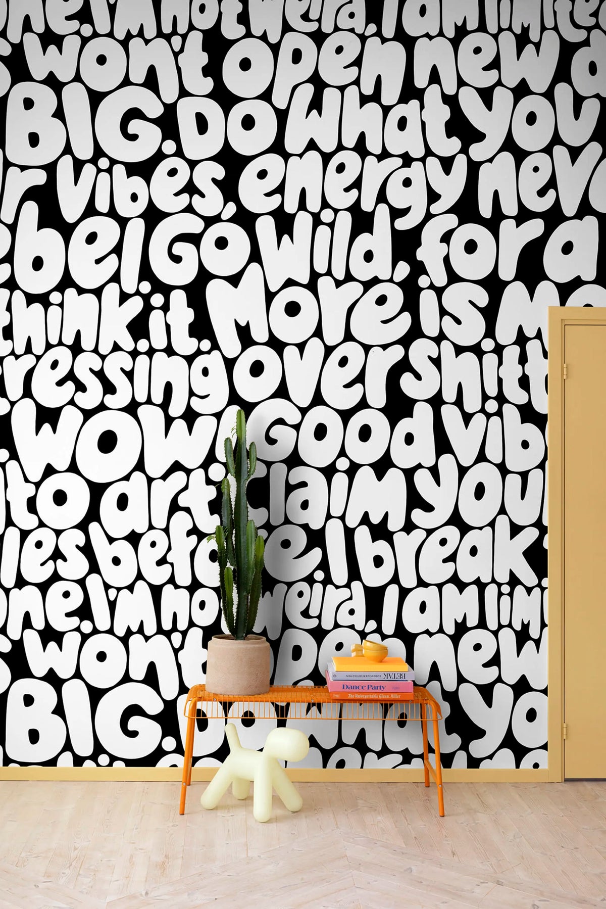Blah blah blah, White Mural Wallpaper - room preview 02