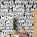 Blah blah blah, White Mural Wallpaper - room preview 02