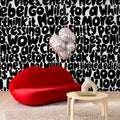 Blah blah blah, Black Mural Wallpaper - room preview 02