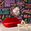 Neon Vibes, Black Mural Wallpaper - room preview 02