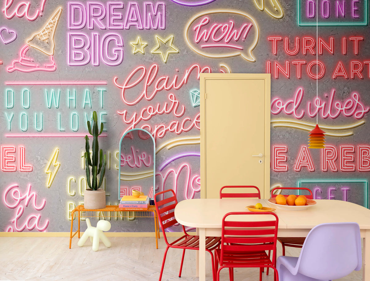 Neon Vibes, Concrete Mural Wallpaper - room preview 02