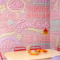 Neon Vibes, Pink Bricks Mural Wallpaper - room preview 02