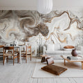 Marble Swirl, Nougat Mural Wallpaper - room preview 02