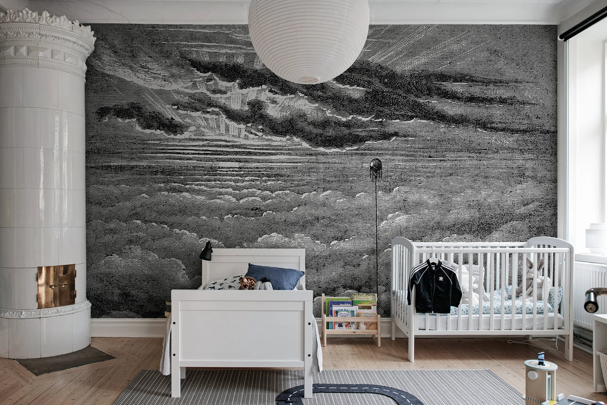 Balloon in the Sky, Graphite Mural Wallpaper - room preview 02