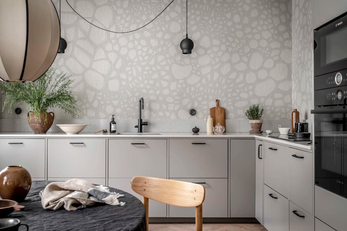 The Nest, Gray Mural Wallpaper - room preview 02