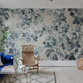 Roses, Blue Mural Wallpaper - room preview 02