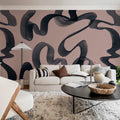 Waves, Pink Mural Wallpaper - room preview 02