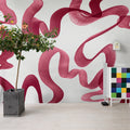 Waves, Magenta Mural Wallpaper - room preview 02