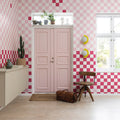 Pixels, Magenta Mural Wallpaper - room preview 02
