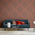 Baroque Pearl, Red Mural Wallpaper - room preview 02