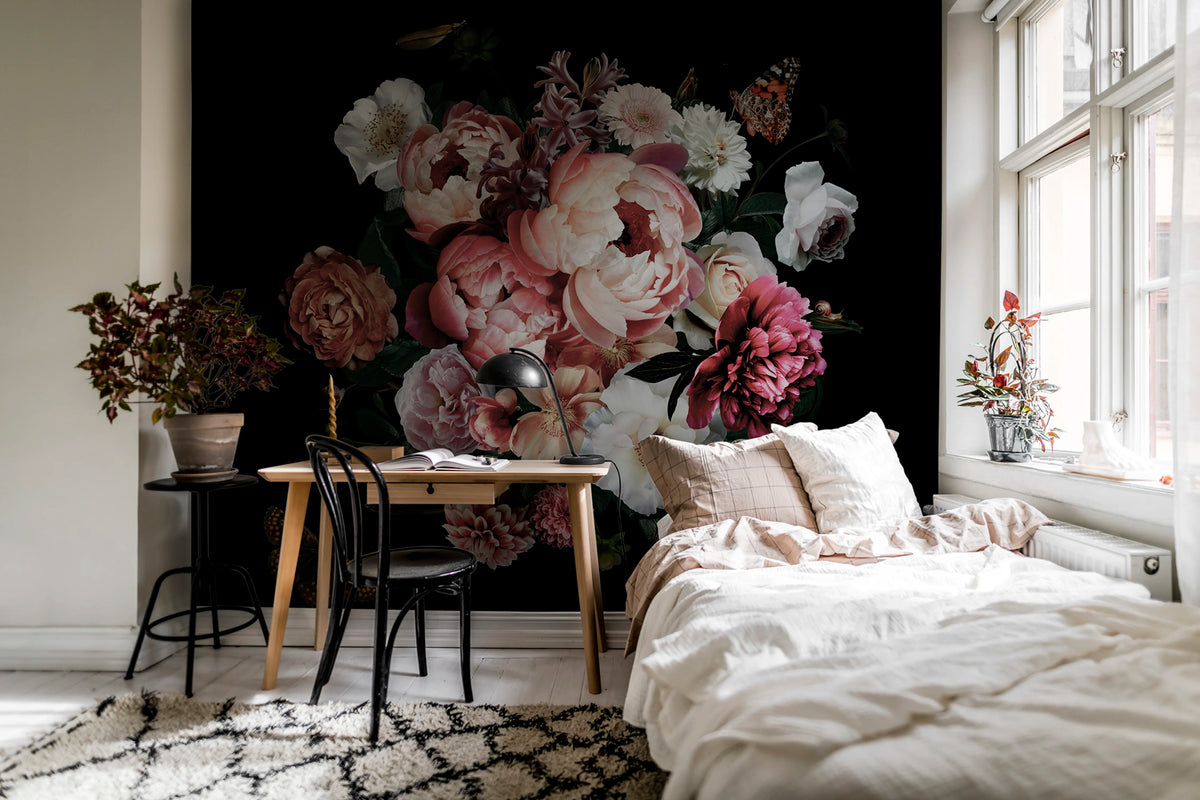 Dark Bouquet Mural Wallpaper - room preview 02