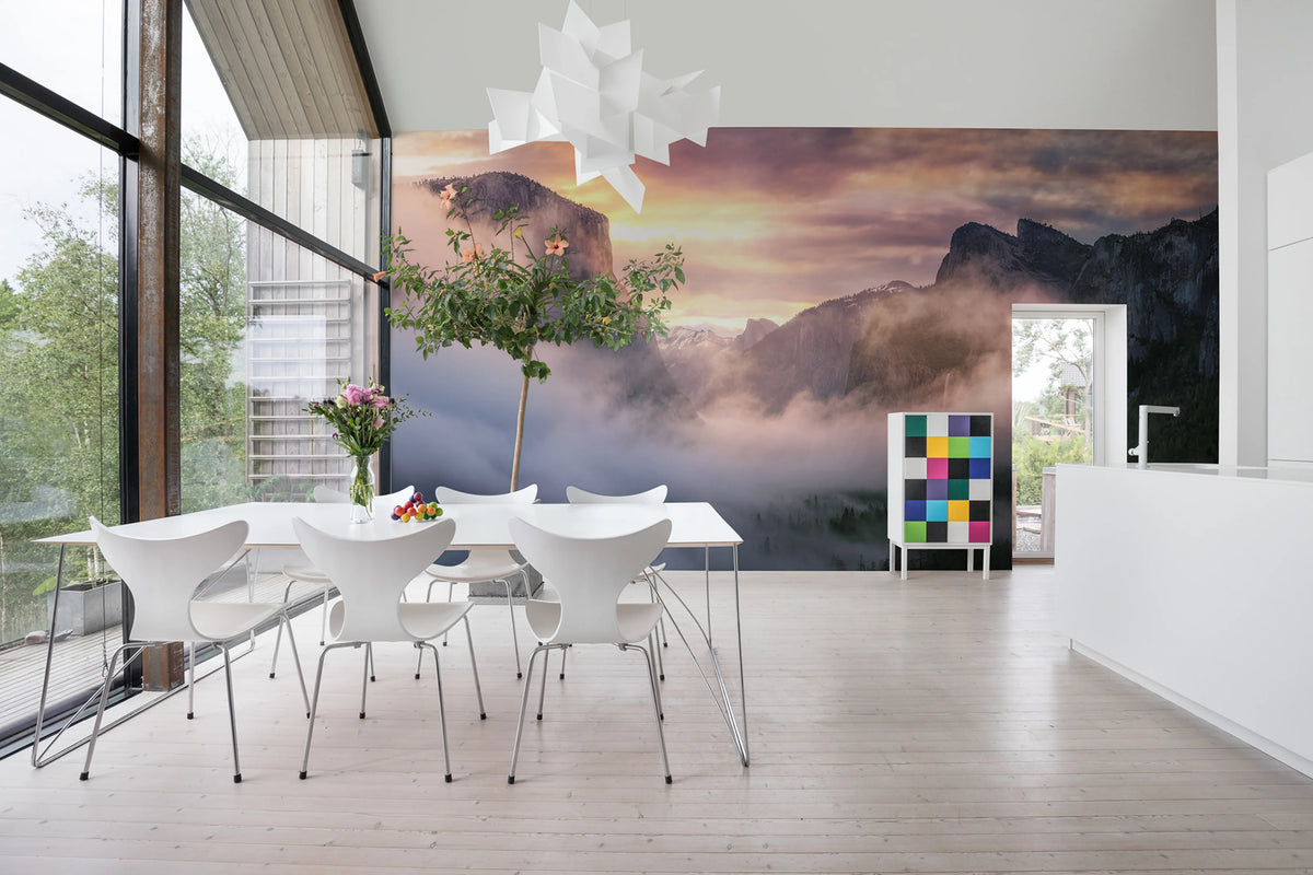 Sunset Mountains Mural Wallpaper - room preview 02