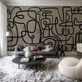 Artsy, Warm Gray Mural Wallpaper - room preview 02