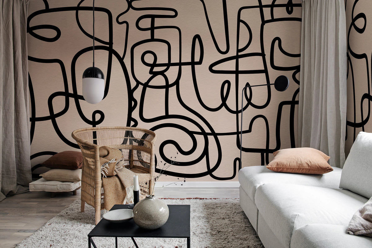 Artsy, Soft Pink Mural Wallpaper - room preview 02