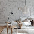 Artsy, Soft White Mural Wallpaper - room preview 02