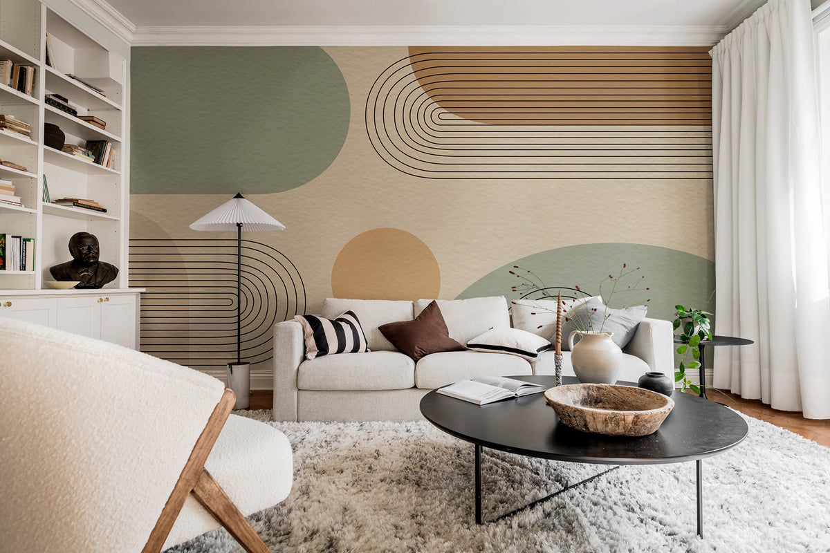 Abstract Arches, Neutral Mural Wallpaper - room preview 02