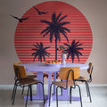 Palms, Soft Pink Mural Wallpaper - room preview 02